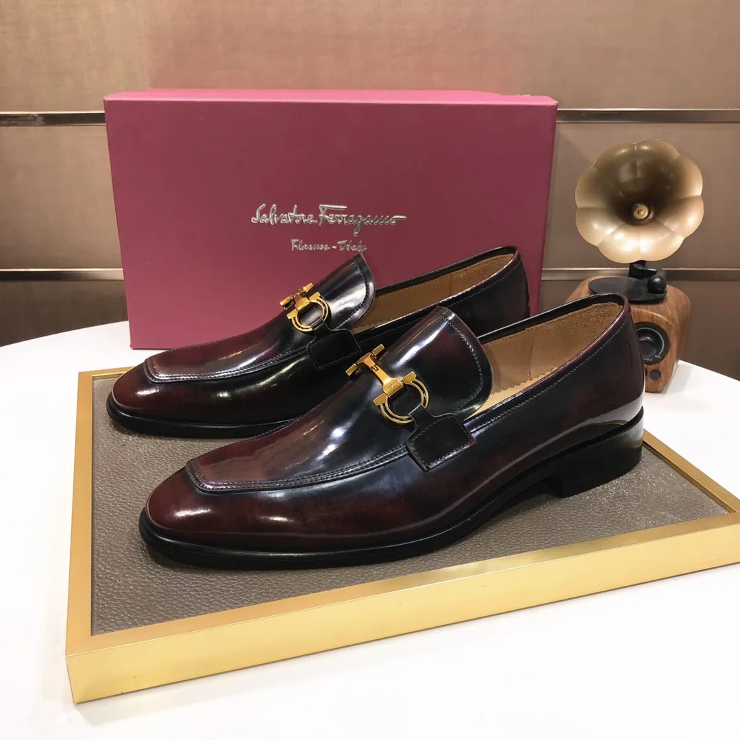 Men's shoes 💰500💰 [Ferragamo/Ferragamo] The latest model in the counter. Original imported high-quality cowhide with open sides + imported 🐂 water-dyed cowhide lining + original luxury metal buckle + original combination outsole. Comparison without pressure 38--45 (45 is custom-made and cannot be returned or exchanged)